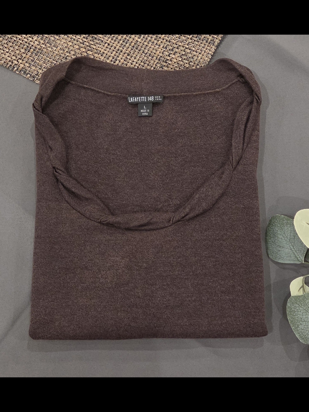 Lafayette 148 New York Dark Brown Crewneck Sweater